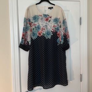 Floral and polka dot shift dress